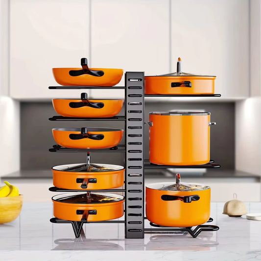 Organizador de Ollas y Sartenes de 8 Niveles – Ahorra Espacio y Mantén tu Cocina Ordenada